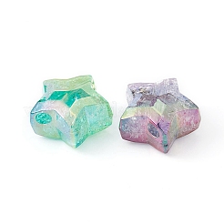 10Pcs 5 Colors UV Plating Transparent Crackle Acrylic Beads&nbsp;OACR-YW0001-57