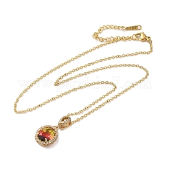 Brass Micro Pave Cubic Zirconia Pendant Necklaces&nbsp;NJEW-E106-10KCG-01