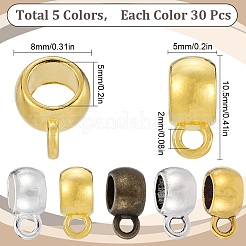150Pcs 5 Colors Tibetan Style Alloy Rondelle Tube Bails&nbsp;FIND-SC0008-23