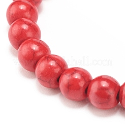 Natural White Jade & Synthetic Turquoise(Dyed) Stretch Bracelet with Cross&nbsp;BJEW-JB08295-04