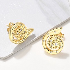 Brass Micro Pave Clear Cubic Zirconia Stud Earrings&nbsp;EJEW-P303-03G