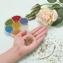 7 Colors Glass Round Seed Beads&nbsp;SEED-YW0001-24A-01