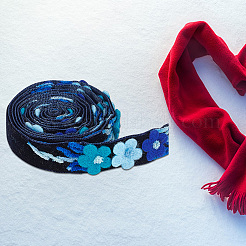 Velvet Handmade Flower Embroidered Lace Ribbons&nbsp;SRIB-WH0011-077A