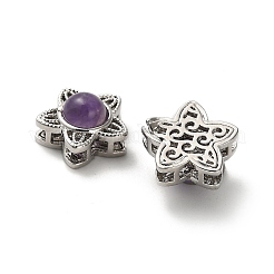 Brass Pave Natural Amethyst Multi-Strand Links&nbsp;KK-D366-01P-B