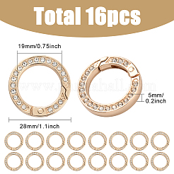 16Pcs Alloy Rhinestone Spring Gate Rings&nbsp;FIND-SP0004-52D