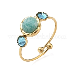 Natural Amazonite Adjustable Finger Rings for Women&nbsp;RJEW-A101-01G-01