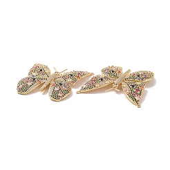 Butterfly Brass Micro Pave Colorful Cubic Zirconia Connector Charms&nbsp;KK-G435-03G