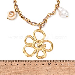 304 Stainless Steel Flower Pendant Necklaces&nbsp;NJEW-Z096-02G