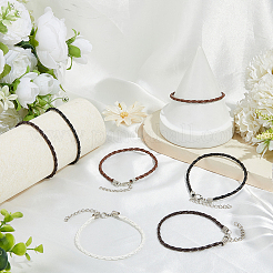 40Pcs 4 Colors 3MM Round Trendy Braided Imitation Leather Bracelet Making&nbsp;MAK-SP0001-13