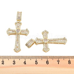 Brass Pave Clear Cubic Zirconia Pendants&nbsp;KK-U009-06B-G