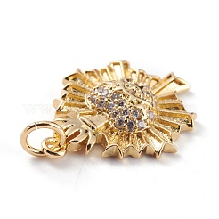 Brass Micro Pave Clear Cubic Zirconia Pendants&nbsp;ZIRC-H117-01G