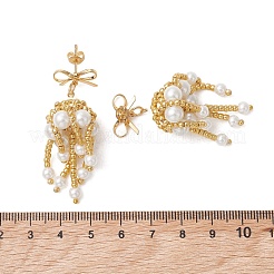 3 Pairs Handmade Glass Seed Beads Dangle Stud Earrings&nbsp;EJEW-MZ00708-02