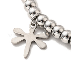 Tarnish Resistant 304 Stainless Steel Dragonfly Charm Bracelet with 201 Stainless Steel Round Beads for Women&nbsp;BJEW-B057-22P