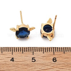 Bat Brass Glass Stud Earrings for Women&nbsp;EJEW-G428-15G