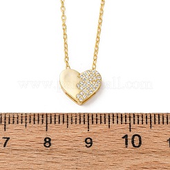 925 Sterling Silver Micro Pave Clear Cubic Zirconia Heart Pendant Necklaces for Women&nbsp;NJEW-D316-04G