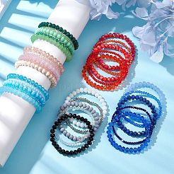 30Pcs 30 Styles Faceted Round Glass Beaded Stretch Bracelet Sets&nbsp;BJEW-JB10423