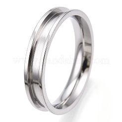 201 Stainless Steel Grooved Finger Ring Settings&nbsp;RJEW-TAC0017-4mm-01A