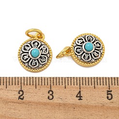 Long-Lasting Plated Brass Synthetic Turquoise Pendants&nbsp;KK-K387-04A-G