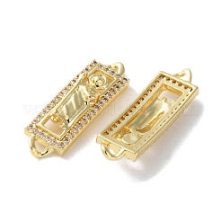 Rack Plating Brass Clear Cubic Zirconia Saint Connector Charms&nbsp;KK-C084-36B-G