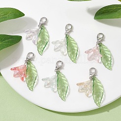 6Pcs Flower & Leaf Acrylic Pendant Decorations&nbsp;HJEW-JM01363