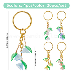 20Pcs 5 Colors Glass Keychain&nbsp;KEYC-FH00057