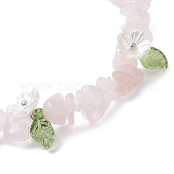 Natural Rose Quartz Chip Beaded Stretch Bracelets for Women&nbsp;BJEW-JB12311-02