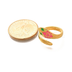 201 Stainless Steel Enamel Snake Open Cuff Ring for Women&nbsp;LS-RJEW-A053-05G-02