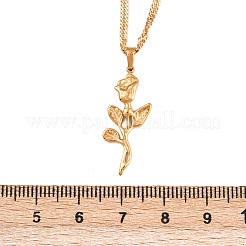 304 Stainless Steel Rose Flower Pendant Necklaces for Women&nbsp;NJEW-K255-52G