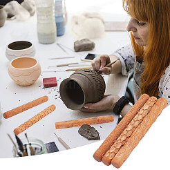 3Pcs 3 Style Wooden Handle Clay Texture Roller&nbsp;CELT-GF0001-01