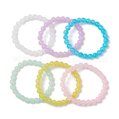 6Pcs 6 Colors 8mm Round Imitation Jade Glass Beaded Stretch Bracelet Sets&nbsp;BJEW-JB10774