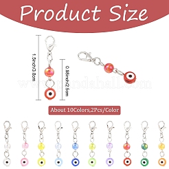 20Pcs 10 Colors Acrylic Evil Eye Pendant Decorations&nbsp;HJEW-YW00202