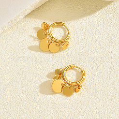 Stainless Steel Flat Round Chandelier Earrings&nbsp;JB5555