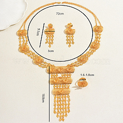 Luxury Vintage Iron Floral Filigree Necklace & Dangle Stud Earrings & Ring Sets for Women&nbsp;LF1388