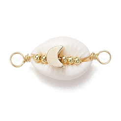 3Pcs 3 Styles Natural Cowrie Shell Copper Wire Wrapped Shell Shape Connector Charms&nbsp;PALLOY-JF02939