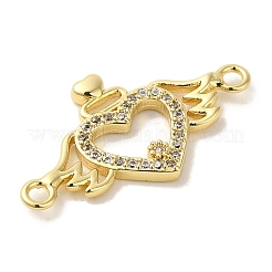 Rack Plating Brass Micro Pave Cubic Zirconia Connector Charms&nbsp;KK-P267-22G