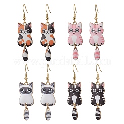 Brass Cat Shape Dangle Earrings&nbsp;EJEW-TA00599