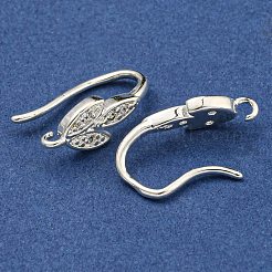 Brass Micro Pave Clear Cubic Zirconia Earring Hooks&nbsp;KK-R149-19S