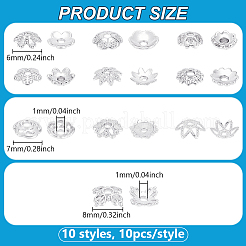 100Pcs 10 Styles Brass Bead Caps&nbsp;KK-PH0012-35S