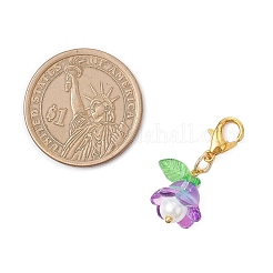 Flower Glass Pearl Pendant Decorations&nbsp;HJEW-MZ00324