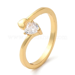 Rack Plating Brass Heart Solitaire Ring&nbsp;RJEW-Z014-02G