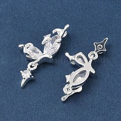 Brass Pave Clear Cubic Zirconia Pendants&nbsp;KK-C168-25S