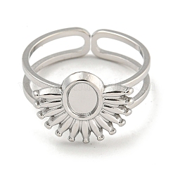 Non-Tarnish 304 Stainless Steel Sun Open Cuff Ring Components&nbsp;RJEW-A043-01P