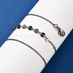 Brass Cable & Flat Sequin Chains Necklaces for Women&nbsp;NJEW-D302-44B