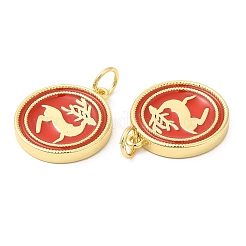 Christmas Rack Plating Brass Enamel Pendants&nbsp;KK-D037-03B-G
