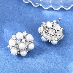 Brass Micro Pave Cubic Zirconia Stud Earrings&nbsp;EJEW-G471-43P