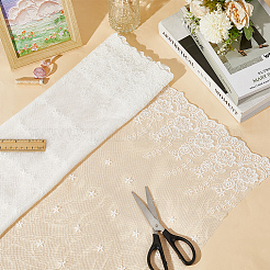 3 Yards Polyester Embroidery Flower Mesh Fabric&nbsp;DIY-GF0011-37A