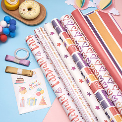 Word Happy Birthday Pattern Gift Wrapping Paper Sets&nbsp;DIY-TAC0020-49
