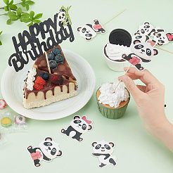 DIY Paper Panda Cake Insert Card Decoration Set&nbsp;AJEW-OC0002-75