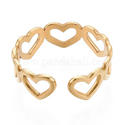 Ion Plating(IP) 304 Stainless Steel Open Heart Wrap Cuff Ring for Women&nbsp;RJEW-S405-194G