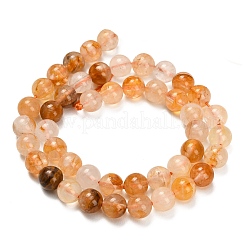 Natural Yellow Hematoid Quartz/Golden Healer Quartz Beads Strands&nbsp;G-F820-K03-8mm